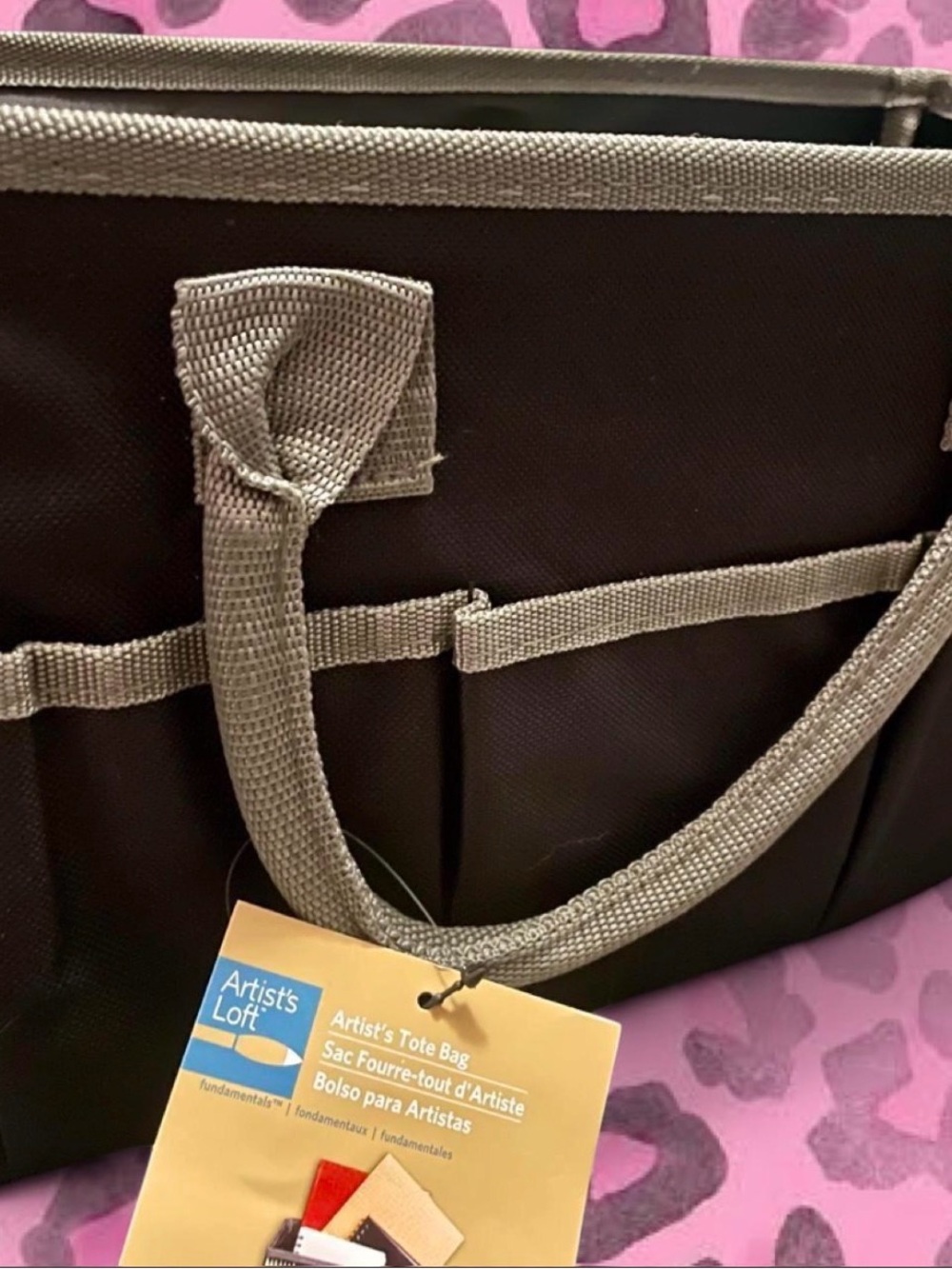 NWT-Artist’s Loft Black and Gray Tote Bag,Storage Pockets, Handles, organizer